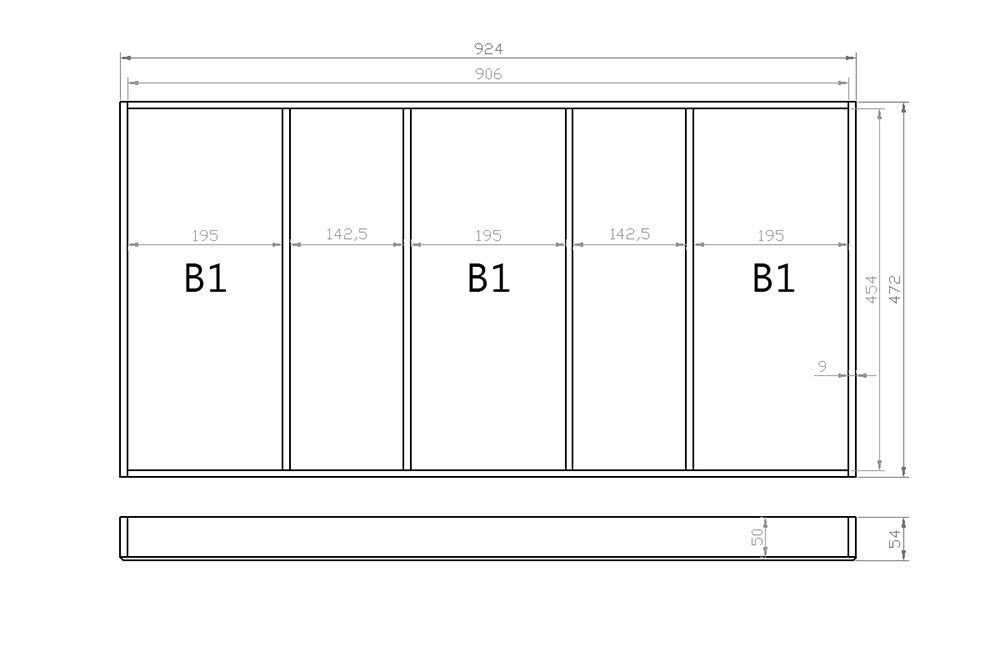 Mehrzweckeinsatz 100er Schubl. B 924 x T 472 mm passend für BLUM Legra 16 mm Schubladen