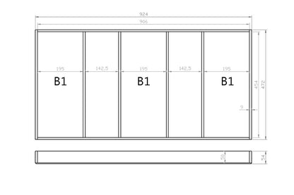 Mehrzweckeinsatz 100er Schubl. B 924 x T 472 mm passend für BLUM Legra 16 mm Schubladen