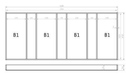 Mehrzweckeinsatz 120er Schubl. B 1118 x T 472 mm passend für BLUM Legra 19 mm Schubladen
