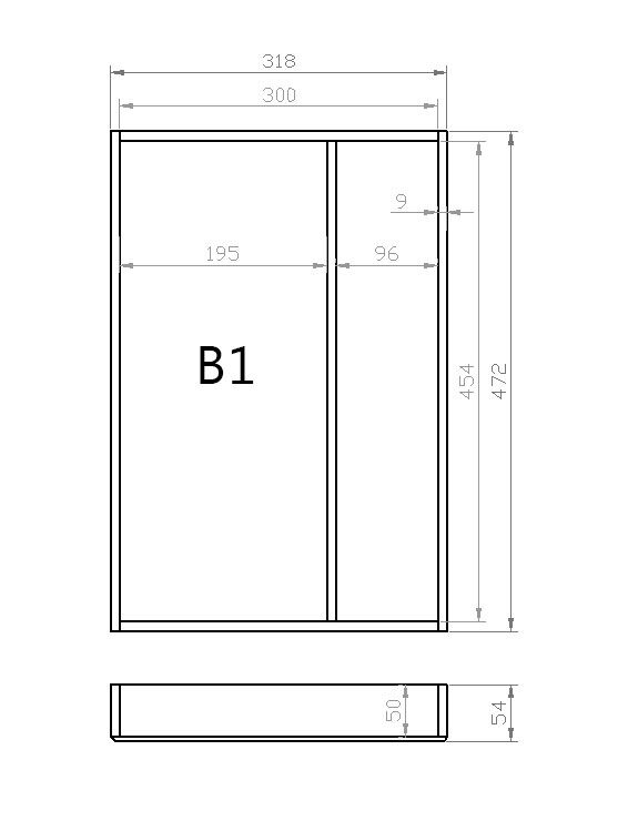 Mehrzweckeinsatz 40er Schubl. B 318 x T 472 mm passend für BLUM Legra 19 mm Schubladen