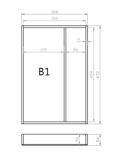 Mehrzweckeinsatz 40er Schubl. B 318 x T 472 mm passend für BLUM Legra 19 mm Schubladen