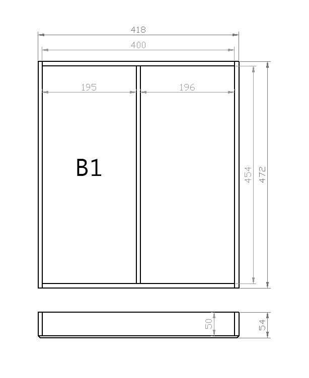 Mehrzweckeinsatz 50er Schubl. B 418 x T 472 mm passend für BLUM Legra 19 mm Schubladen