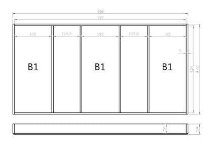 Mehrzweckeinsatz 100er Schubl. B 918 x T 472 mm passend für BLUM Legra 19 mm Schubladen