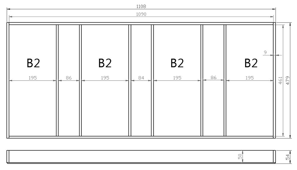 Mehrzweckeinsatz 120er Schubl. B 1108 x T 479 mm passend für Grass Nova 16 mm Schubladen
