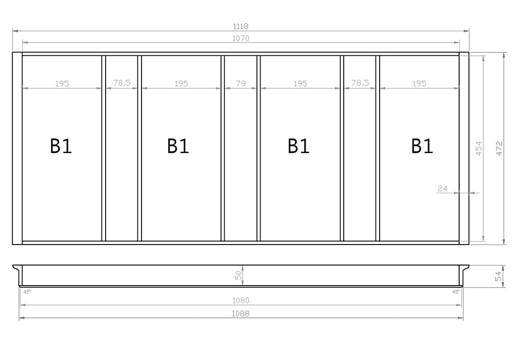 Mehrzweckeinsatz 120er Schubl. B 1118 x T 472 mm passend für Blum Tandem 16 mm Schubladen