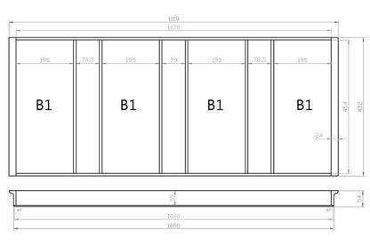 Mehrzweckeinsatz 120er Schubl. B 1118 x T 472 mm passend für Blum Tandem 16 mm Schubladen