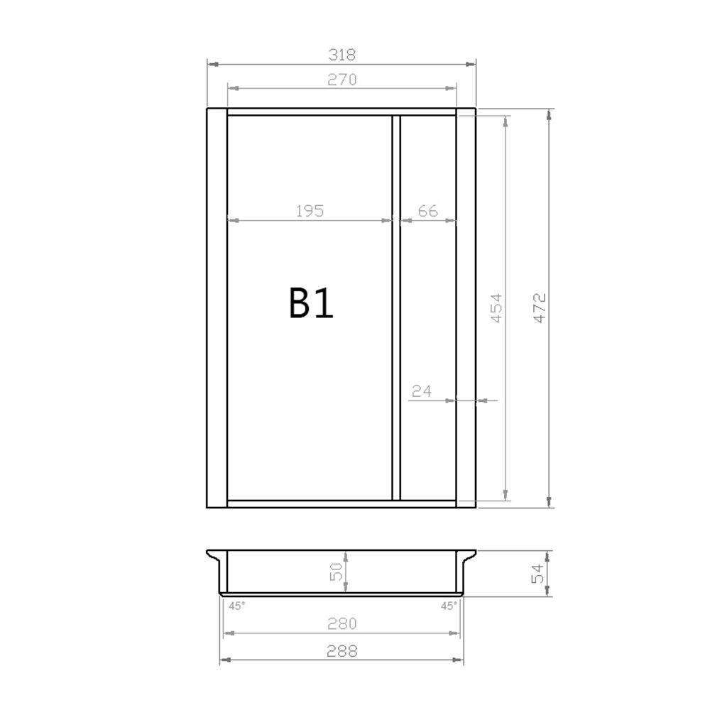 Mehrzweckeinsatz 40er Schubl. B 318 x T 472 mm passend für Blum Tandem 16 mm Schubladen