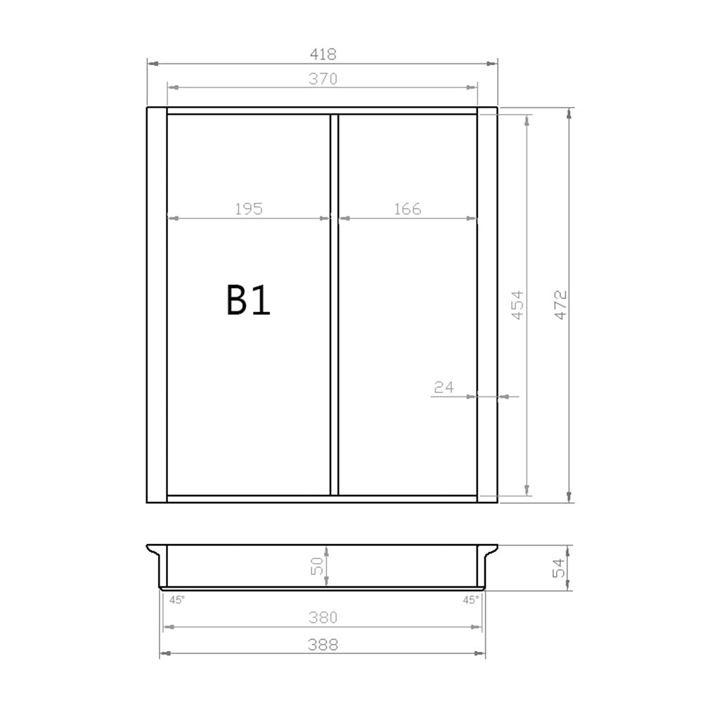 Mehrzweckeinsatz 50er Schubl. B 418 x T 472 mm passend für Blum Tandem 16 mm Schubladen