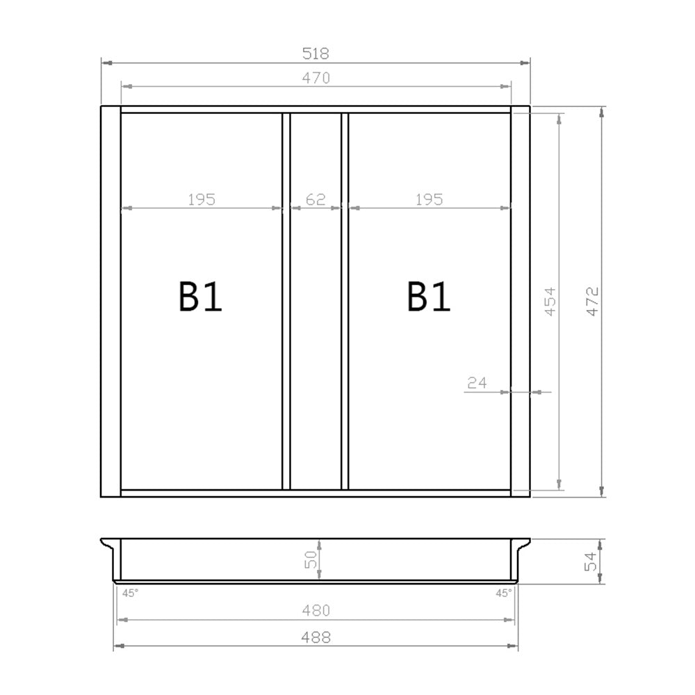 Mehrzweckeinsatz 60er Schubl. B 518 x T 472 mm passend für Blum Tandem 16 mm Schubladen