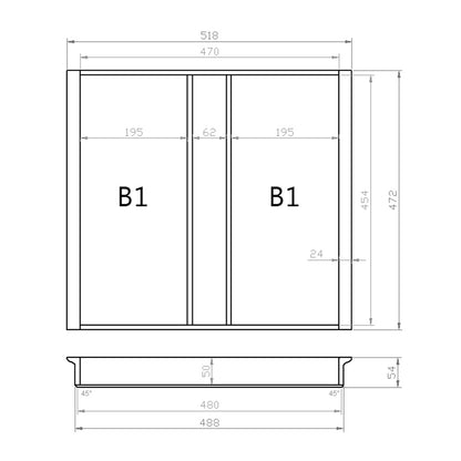 Mehrzweckeinsatz 60er Schubl. B 518 x T 472 mm passend für Blum Tandem 16 mm Schubladen