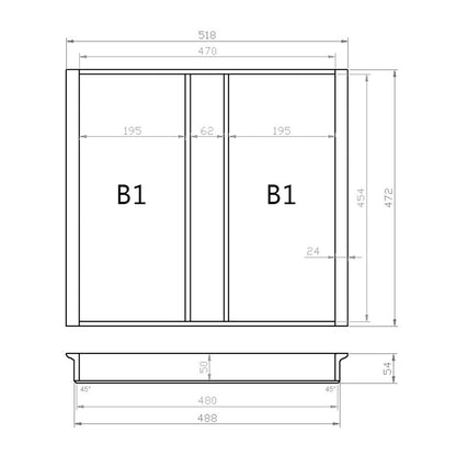 Mehrzweckeinsatz 60er Schubl. B 518 x T 472 mm passend für Blum Tandem 16 mm Schubladen
