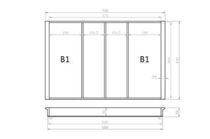 Mehrzweckeinsatz 80er Schubl. B 718 x T 472 mm passend für Blum Tandem 16 mm Schubladen
