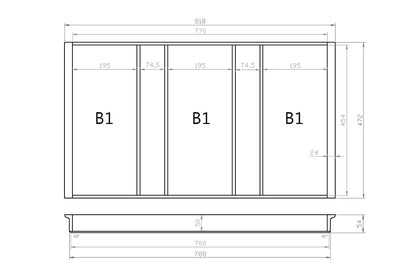 Mehrzweckeinsatz 90er Schubl. B 818 x T 472 mm passend für Blum Tandem 16 mm Schubladen
