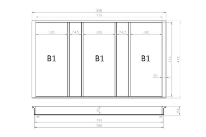 Mehrzweckeinsatz 90er Schubl. B 818 x T 472 mm passend für Blum Tandem 16 mm Schubladen