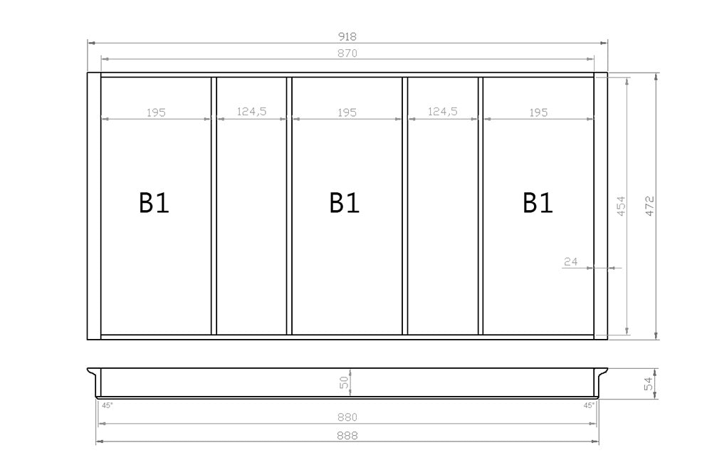 Mehrzweckeinsatz 100er Schubl. B 918 x T 472 mm passend für Blum Tandem 16 mm Schubladen