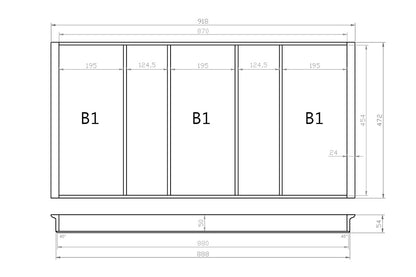 Mehrzweckeinsatz 100er Schubl. B 918 x T 472 mm passend für Blum Tandem 16 mm Schubladen