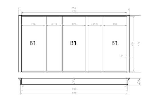 Mehrzweckeinsatz 100er Schubl. B 918 x T 472 mm passend für Blum Tandem 16 mm Schubladen