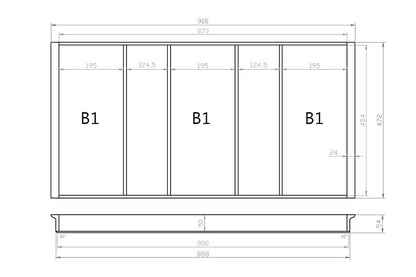Mehrzweckeinsatz 100er Schubl. B 918 x T 472 mm passend für Blum Tandem 16 mm Schubladen