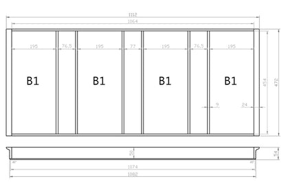 Mehrzweckeinsatz 120er Schubl. B 1112 x T 472 mm passend für Blum Tandem 19 mm Schubladen