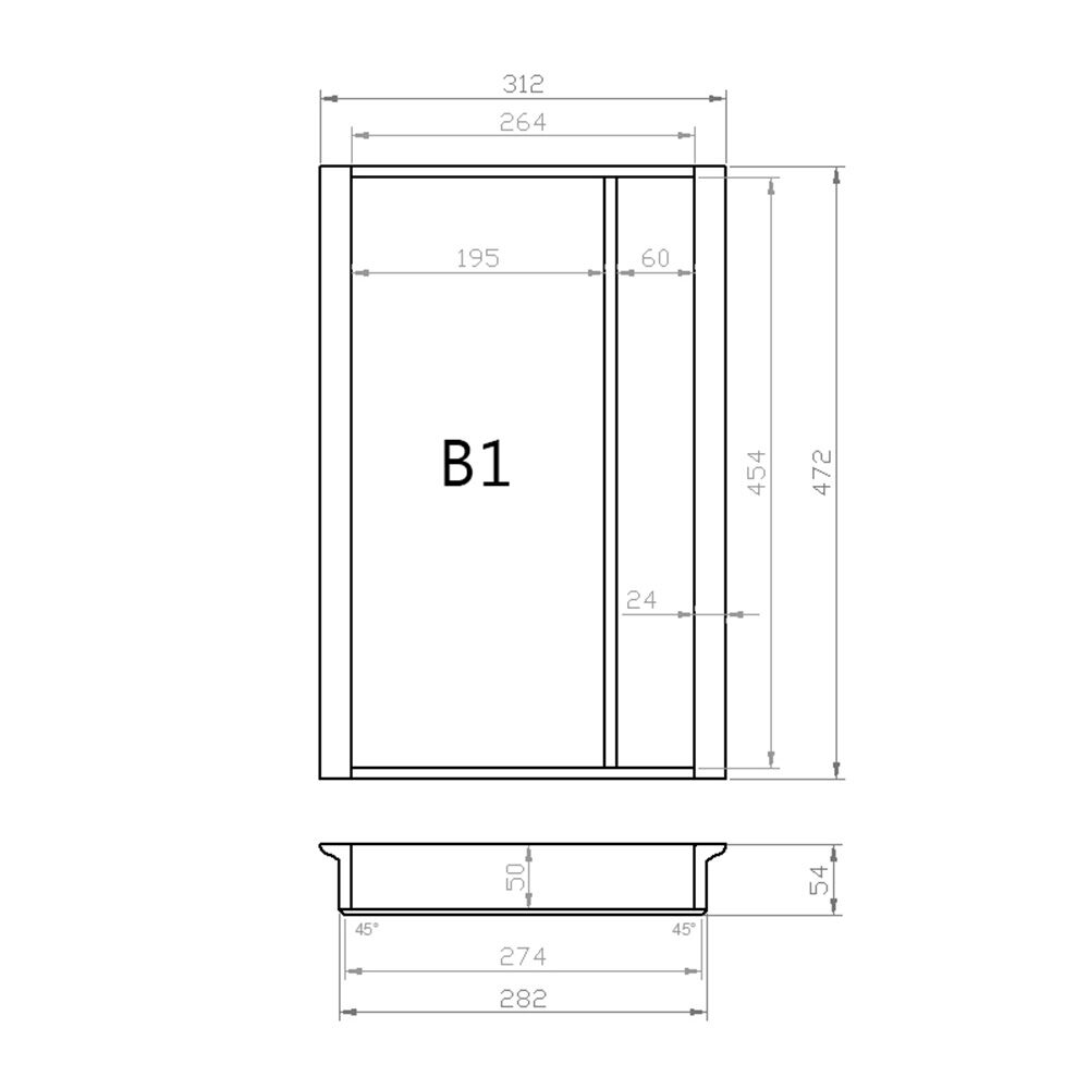 Mehrzweckeinsatz 40er Schubl. B 312 x T 472 mm passend für Blum Tandem 19 mm Schubladen