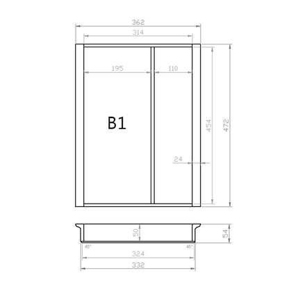 Mehrzweckeinsatz 45er Schubl. B 362 x T 472 mm passend für Blum Tandem 19 mm Schubladen