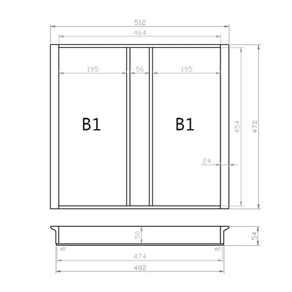 Mehrzweckeinsatz 60er Schubl. B 512 x T 472 mm passend für Blum Tandem 19 mm Schubladen