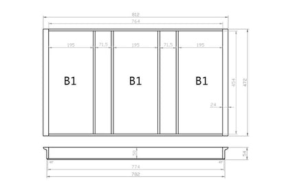 Mehrzweckeinsatz 90er Schubl. B 812 x T 472 mm passend für Blum Tandem 19 mm Schubladen