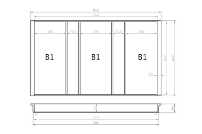 Mehrzweckeinsatz 90er Schubl. B 812 x T 472 mm passend für Blum Tandem 19 mm Schubladen