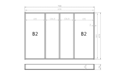 Mehrzweckeinsatz 80er Schubl. B 708 x T 479 mm passend für Grass Nova 16 mm Schubladen