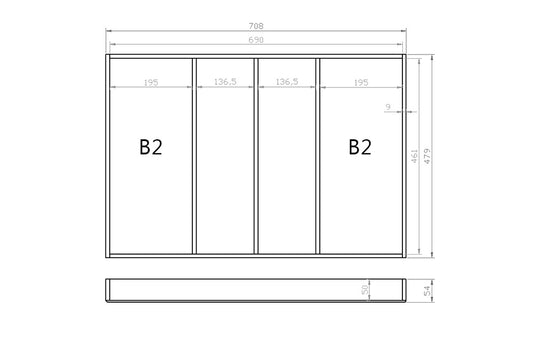 Mehrzweckeinsatz 80er Schubl. B 708 x T 479 mm passend für Grass Nova 16 mm Schubladen