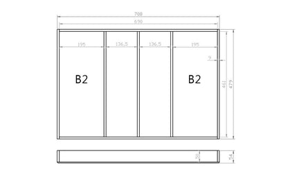 Mehrzweckeinsatz 80er Schubl. B 708 x T 479 mm passend für Grass Nova 16 mm Schubladen
