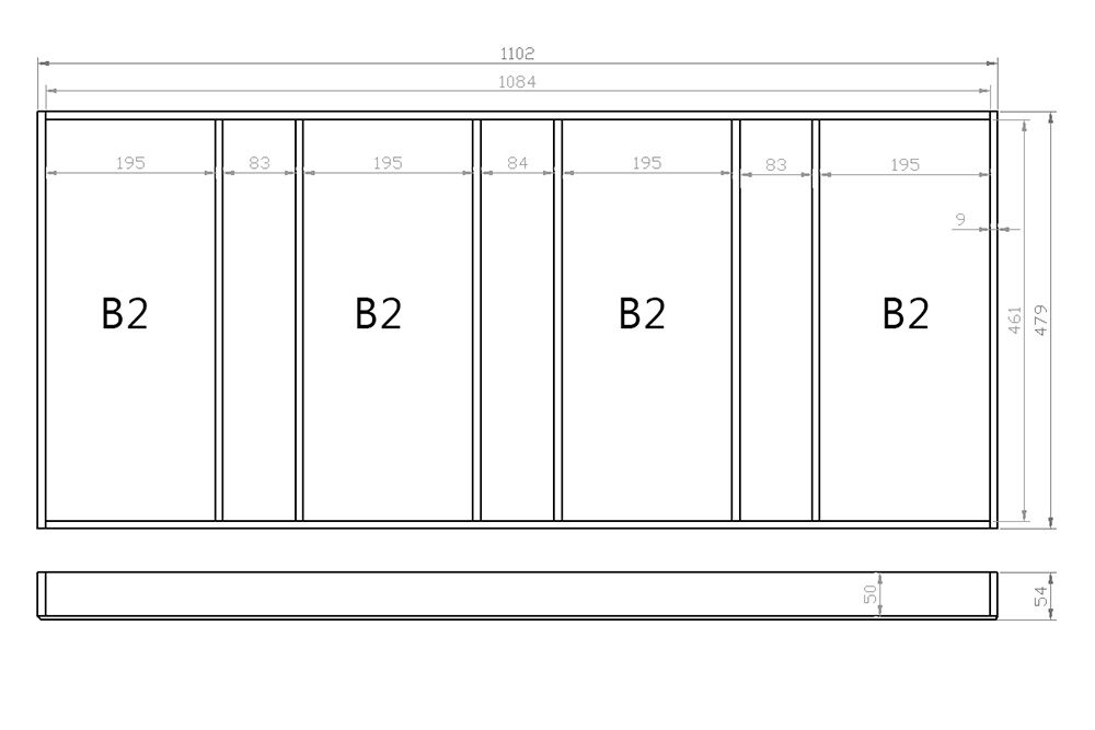 Mehrzweckeinsatz 120er Schubl. B 1102 x T 479 mm passend für Grass Nova 19 mm Schubladen