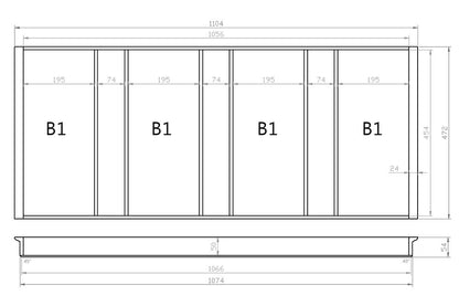 Mehrzweckeinsatz 120er Schubl. B 1104 x T 472 mm passend für Hettich ComfortLine / GRASS DWD XP 16 mm Schubladen