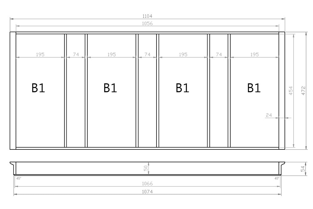 Mehrzweckeinsatz 120er Schubl. B 1104 x T 472 mm passend für Hettich ComfortLine / GRASS DWD XP 16 mm Schubladen