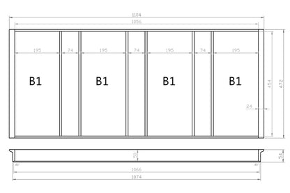 Mehrzweckeinsatz 120er Schubl. B 1104 x T 472 mm passend für Hettich ComfortLine / GRASS DWD XP 16 mm Schubladen