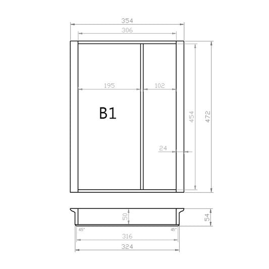 Mehrzweckeinsatz 45er Schubl. B 354 x T 472 mm passend für Hettich ComfortLine / GRASS DWD XP 16 mm Schubladen