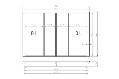 Mehrzweckeinsatz 80er Schubl. B 704 x T 472 mm passend für Hettich ComfortLine / GRASS DWD XP 16 mm Schubladen