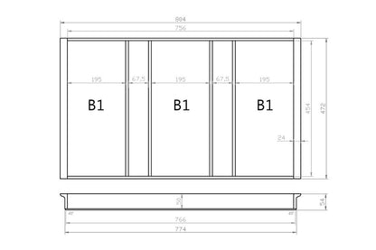 Mehrzweckeinsatz 90er Schubl. B 804 x T 472 mm passend für Hettich ComfortLine / GRASS DWD XP 16 mm Schubladen