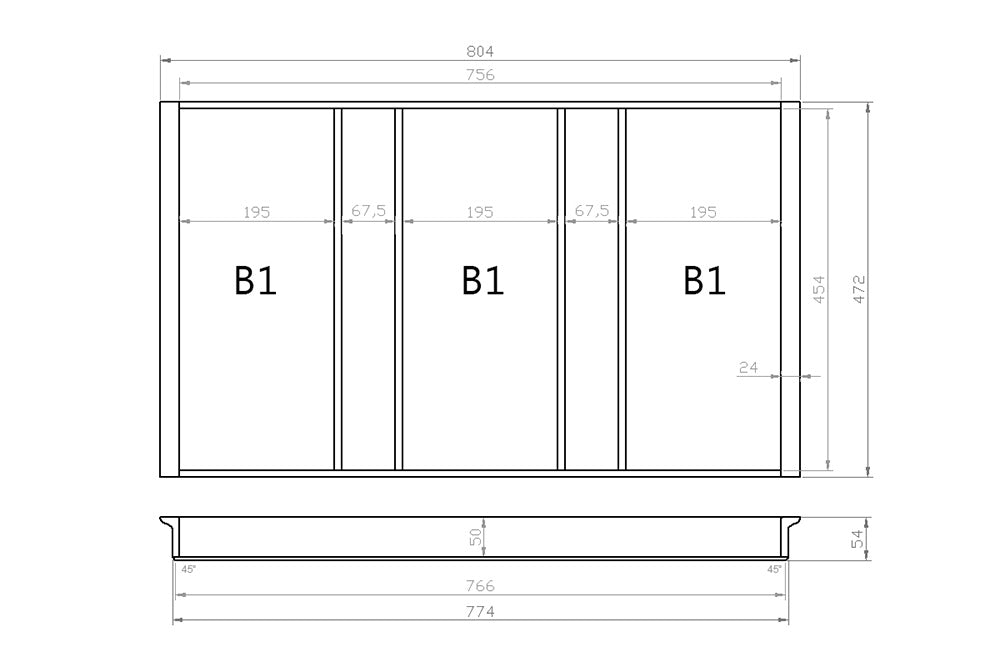 Mehrzweckeinsatz 90er Schubl. B 804 x T 472 mm passend für Hettich ComfortLine / GRASS DWD XP 16 mm Schubladen