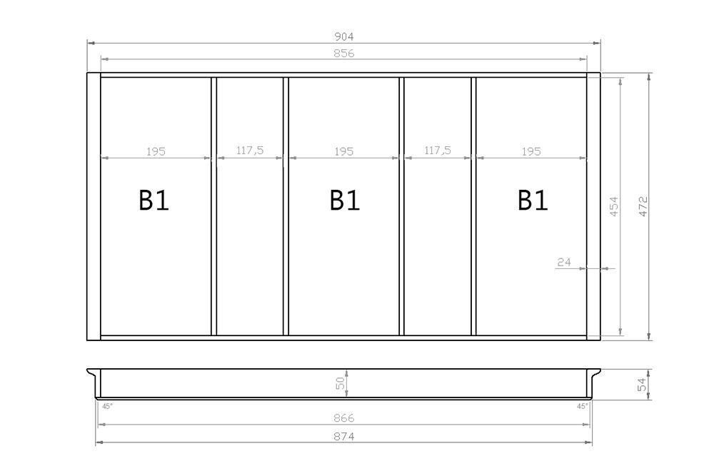 Mehrzweckeinsatz 100er Schubl. B 904 x T 472 mm passend für Hettich ComfortLine / GRASS DWD XP 16 mm Schubladen