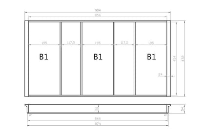 Mehrzweckeinsatz 100er Schubl. B 904 x T 472 mm passend für Hettich ComfortLine / GRASS DWD XP 16 mm Schubladen