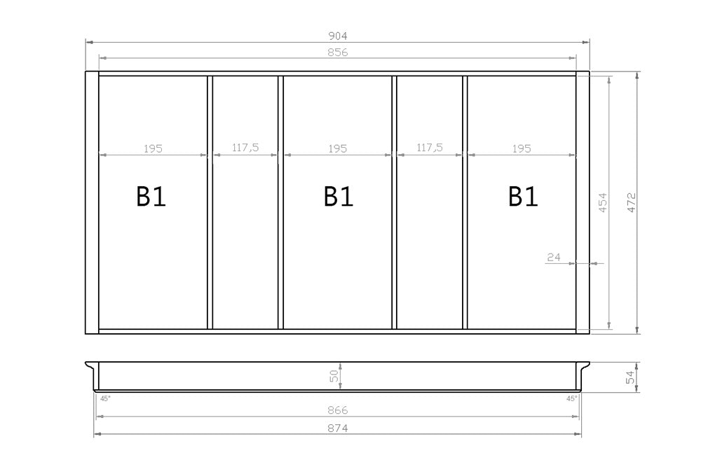 Mehrzweckeinsatz 100er Schubl. B 904 x T 472 mm passend für Hettich ComfortLine / GRASS DWD XP 16 mm Schubladen