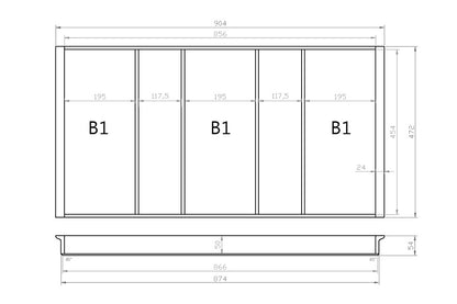 Mehrzweckeinsatz 100er Schubl. B 904 x T 472 mm passend für Hettich ComfortLine / GRASS DWD XP 16 mm Schubladen
