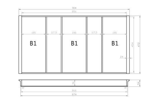 Mehrzweckeinsatz 100er Schubl. B 904 x T 472 mm passend für Hettich ComfortLine / GRASS DWD XP 16 mm Schubladen