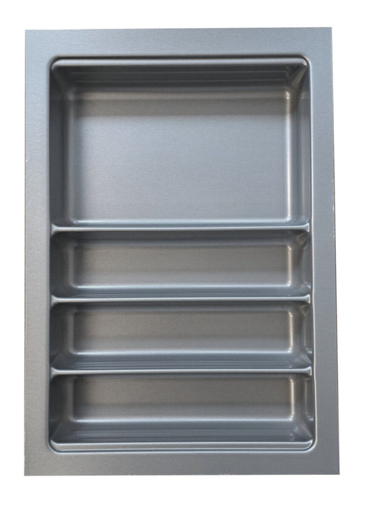 Besteckeinsatz Ordine für 40 cm Schrank, zuschneidbar (B 300-340 x T 450-490 mm), edelstahlfarbig, inkl. 1…