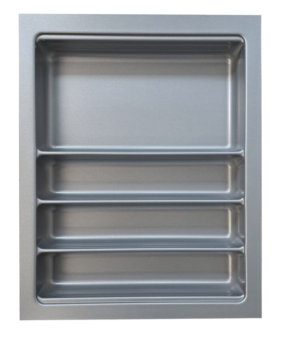 Besteckeinsatz Ordine für 45 cm Schrank, zuschneidbar (B 350-390 x T 450-490 mm), edelstahlfarbig, inkl. 1…