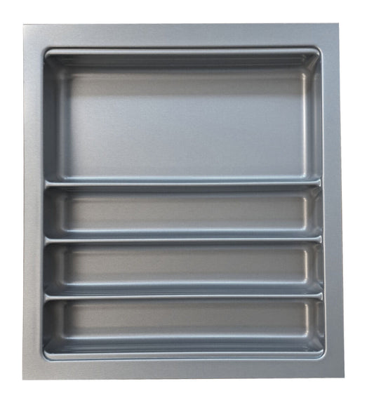 Besteckeinsatz Ordine für 50 cm Schrank, zuschneidbar (B 400-440 x T 450-490 mm), edelstahlfarbig, inkl. 2…