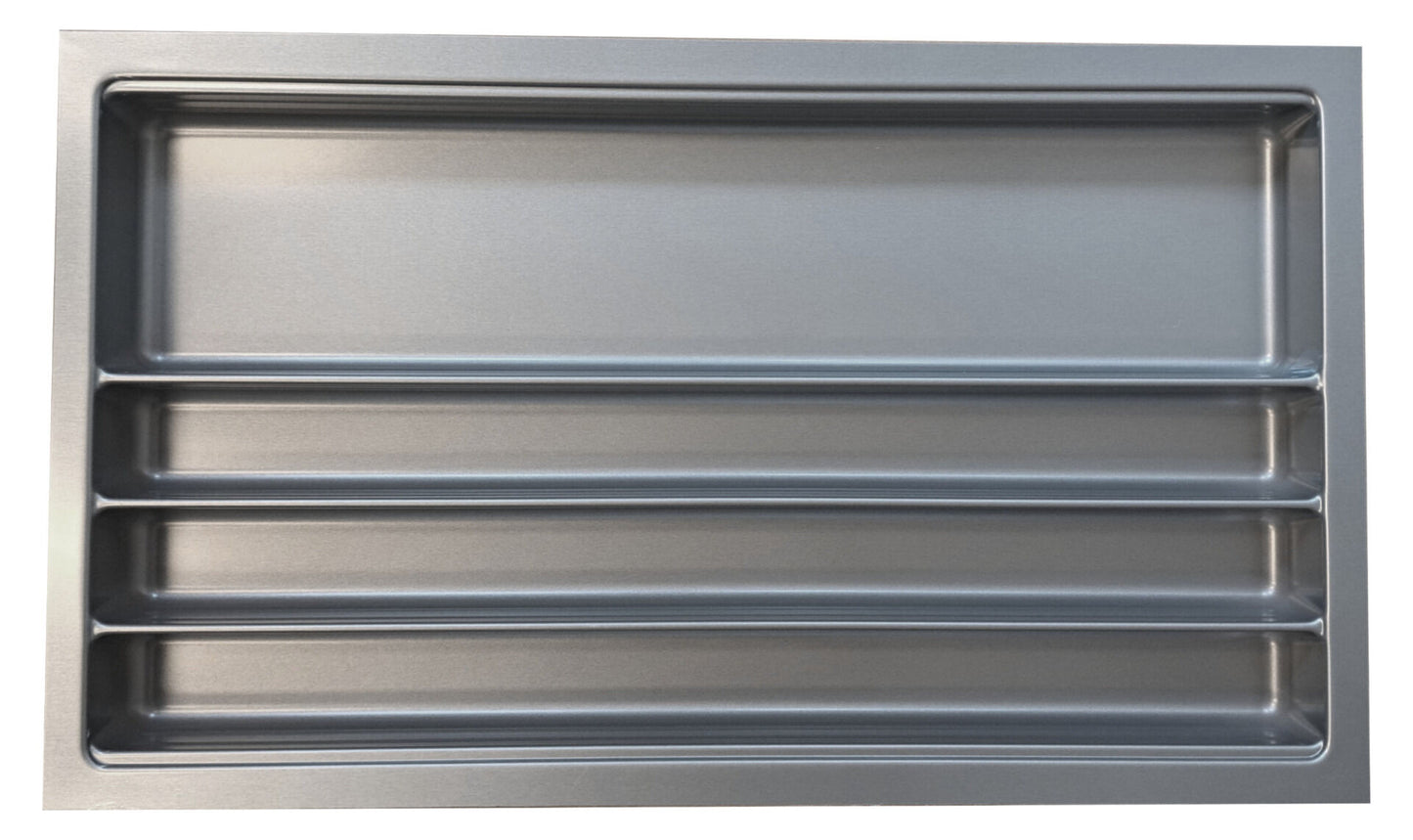 Besteckeinsatz Ordine für 90 cm Schrank, zuschneidbar (B 800-840 x T 450-490 mm), edelstahlfarbig, inkl. 3…