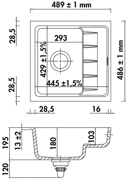 NABER Unterbauspüle PickUP U mit Premium-Drehexzentergarnitur, ab 600 mm Schrankbreite, Keramik – Bild 2