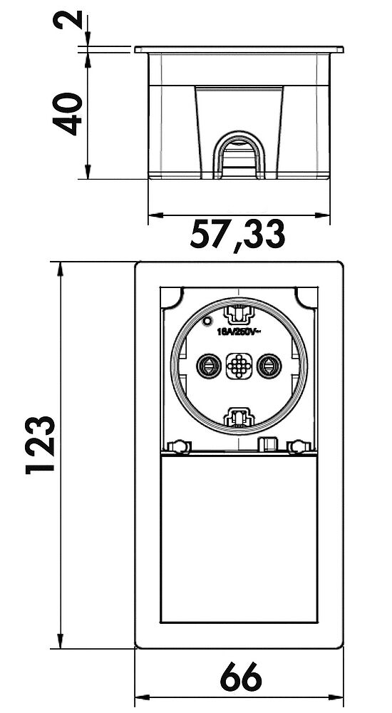 PLAZA 1 Steckdosenelement Edelstahl gebürstet - Schuko 1-fach mit Schiebedeckel / Steckdosen – Bild 2
